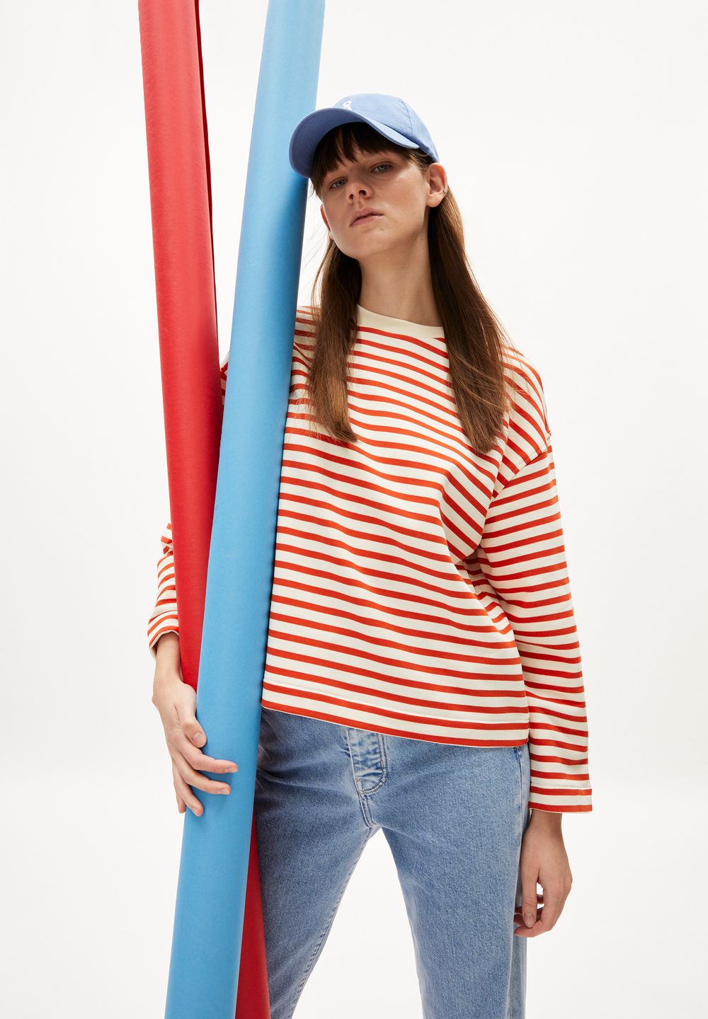 Sweatshirt Frankaa Maarlen Stripe emergency red-undyed von Armedangels