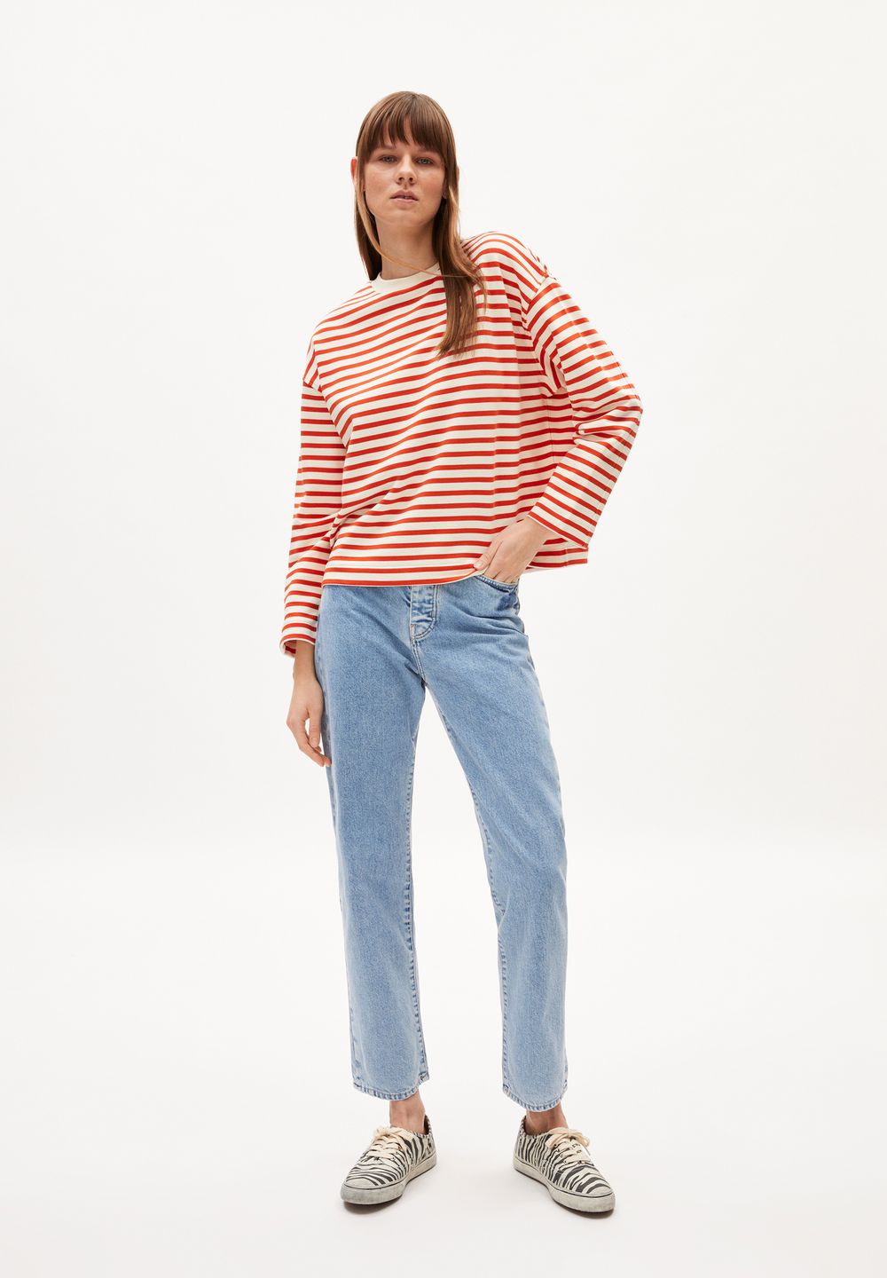 Sweatshirt Frankaa Maarlen Stripe emergency red-undyed von Armedangels