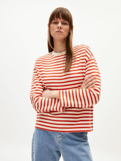 Sweatshirt Frankaa Maarlen Stripe emergency red-undyed von Armedangels