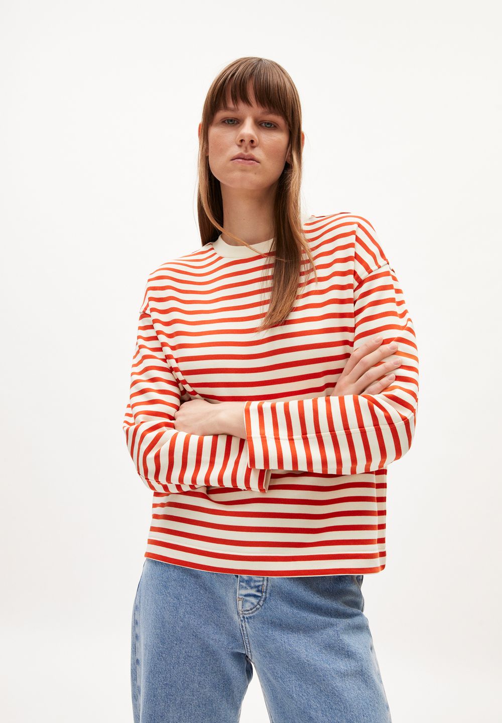 Sweatshirt Frankaa Maarlen Stripe emergency red-undyed von Armedangels