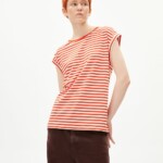 T-Shirt Jilaana Stripes emergency red-oatmilk von Armedangels