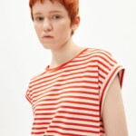 T-Shirt Jilaana Stripes emergency red-oatmilk von Armedangels
