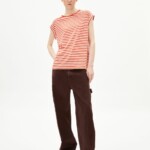 T-Shirt Jilaana Stripes emergency red-oatmilk von Armedangels