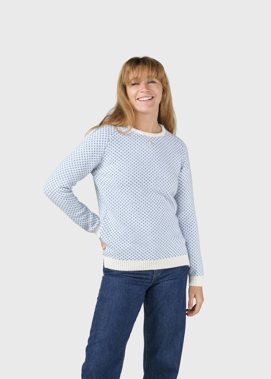 Strickpullover Ellen Cream/light blue von Klitmøller Collective