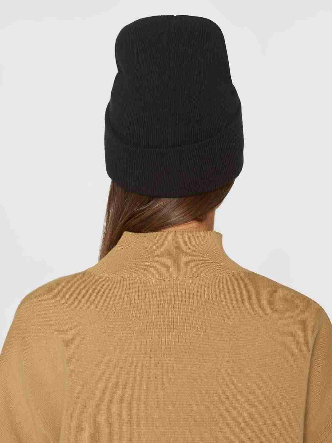 Beanie Double layer wool black jet von KnowledgeCotton Apparel