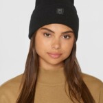 Beanie Double layer wool black jet von KnowledgeCotton Apparel