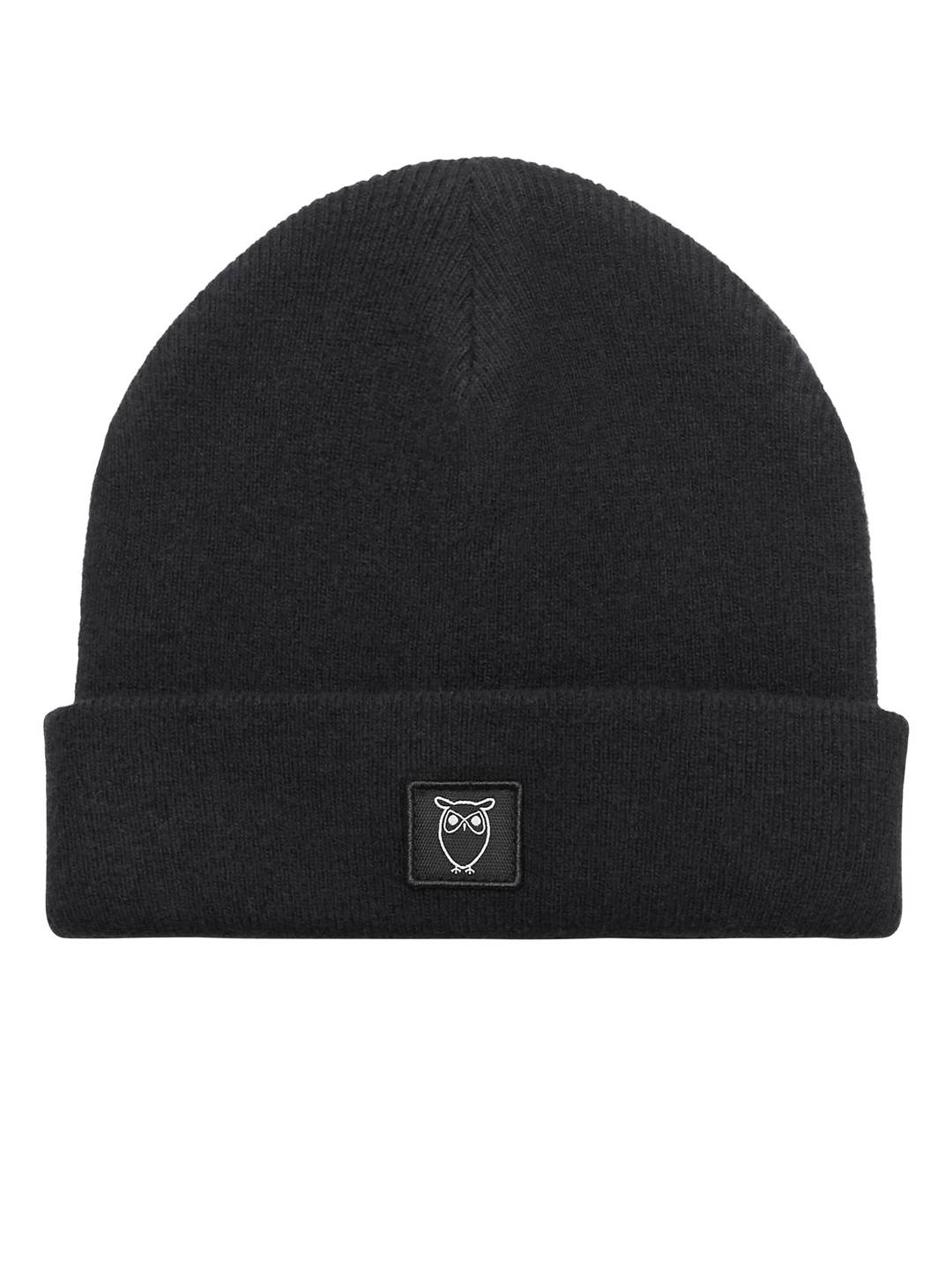 Beanie Double layer wool black jet von KnowledgeCotton Apparel