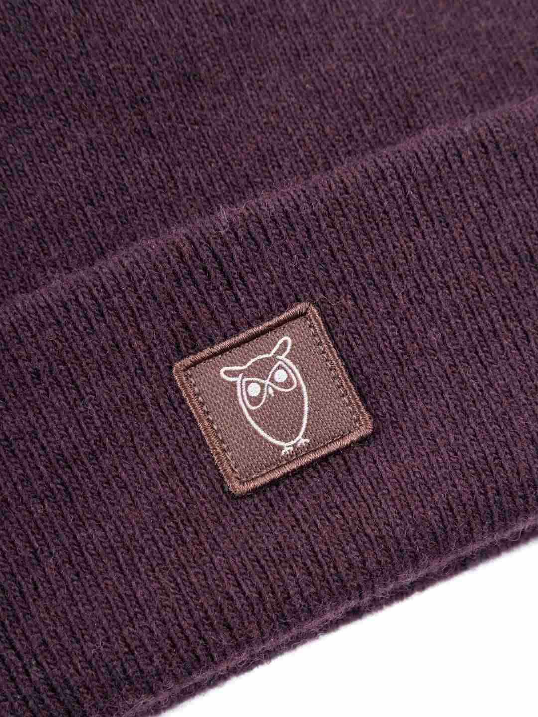 Beanie Double layer wool deep purple von KnowledgeCotton Apparel