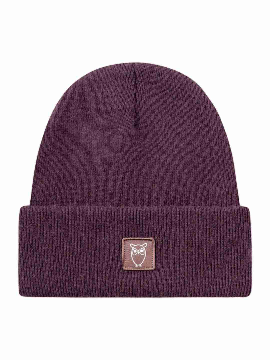 Beanie Double layer wool deep purple von KnowledgeCotton Apparel