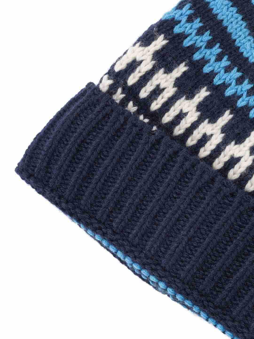 Beanie High wool with pattern blue stripe von KnowledgeCotton Apparel