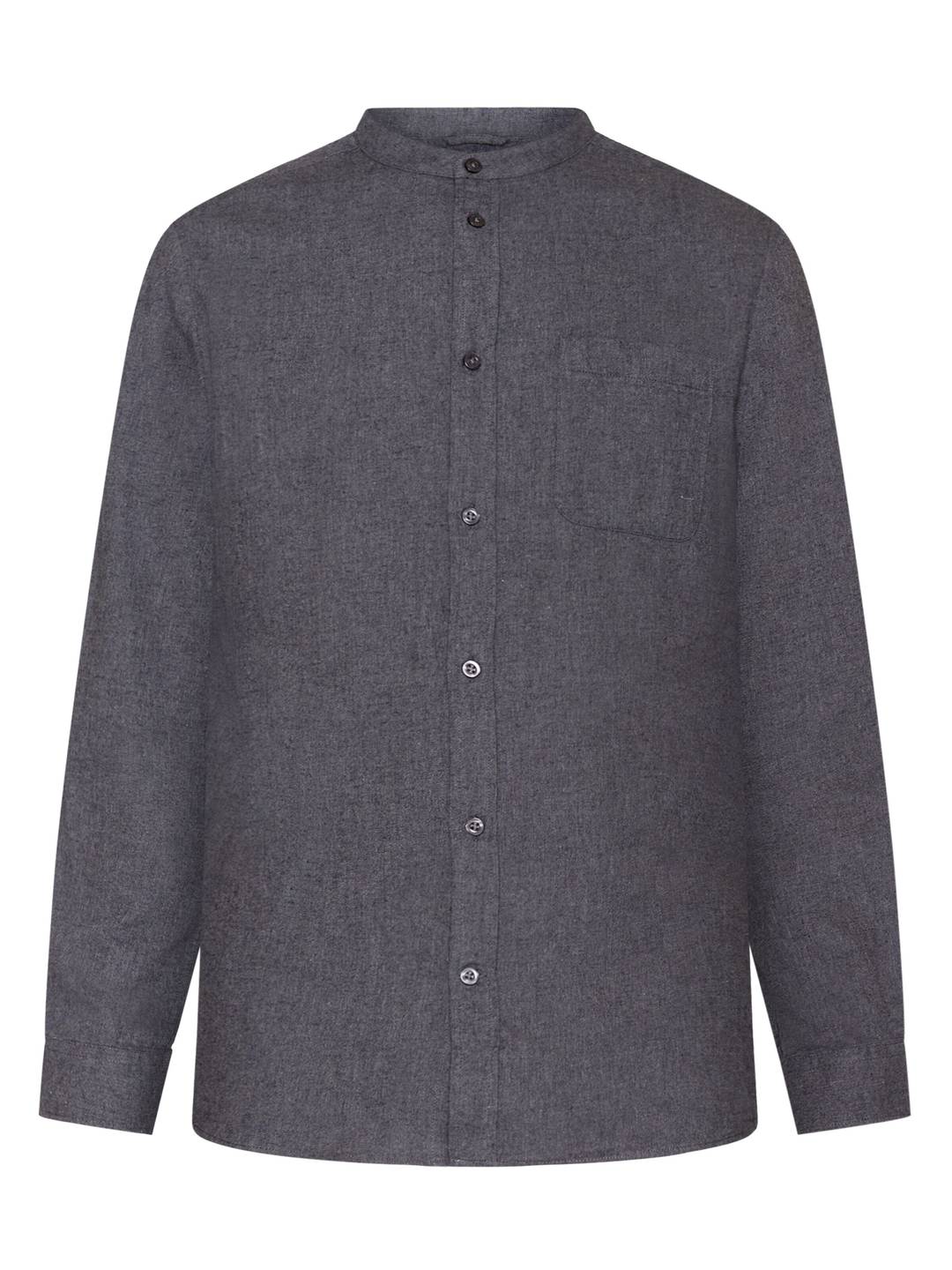 Hemd Regular fit melangé flannel stand collar dark grey melange von KnowledgeCotton Apparel