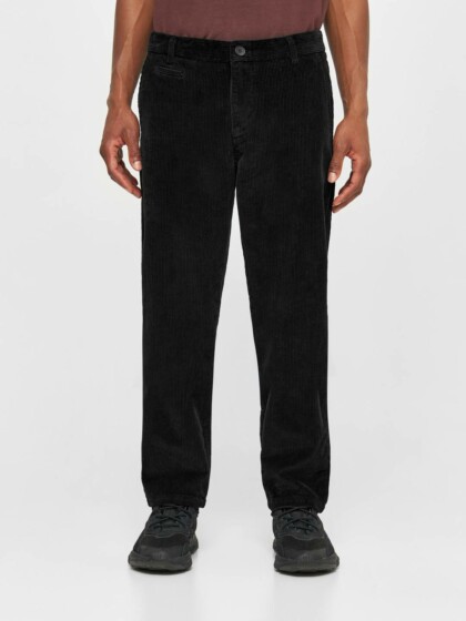 Hose CHUCK regular 8-wales corduroy chino black jet von KnowledgeCotton Apparel