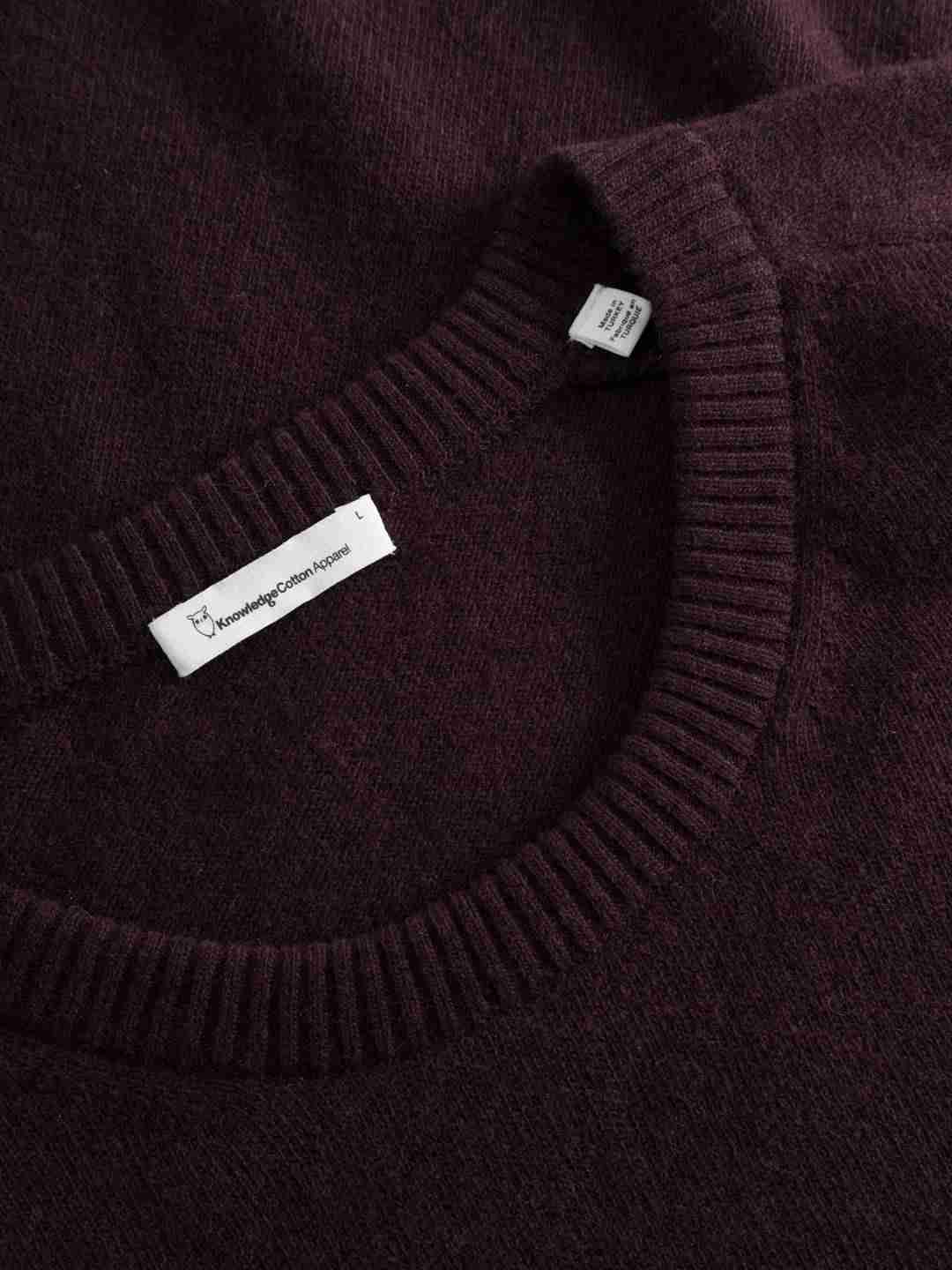 Strickpullover Basic O-Neck deep mahogany von KnowledgeCotton Apparel