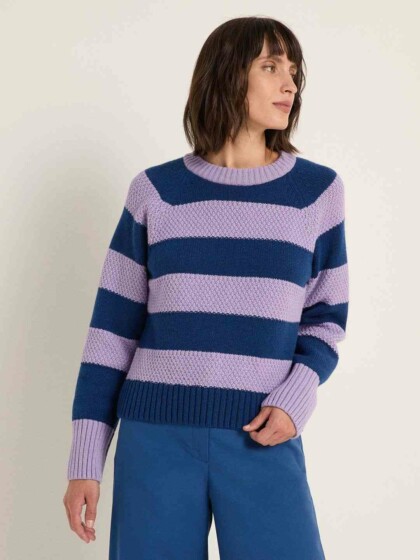Streifenpullover poseidon/ purple rose von Lanius