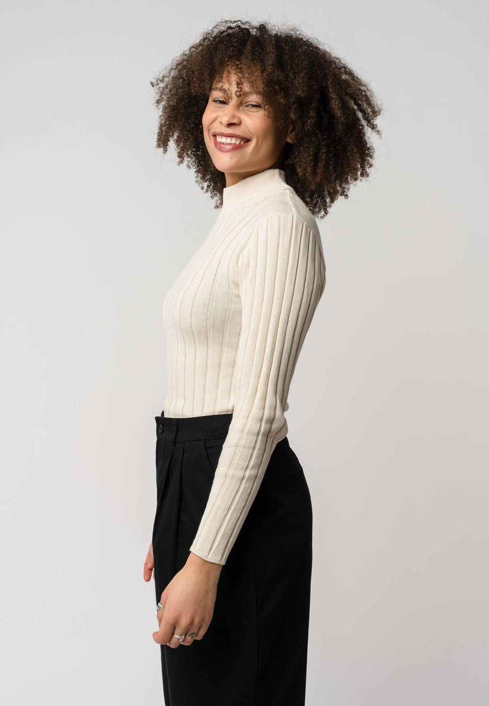 Strickpullover Mit Mockneck Amba cream von Melawear