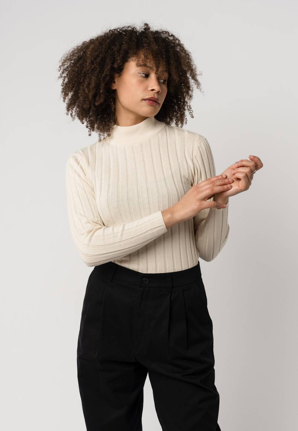Strickpullover Mit Mockneck Amba cream von Melawear