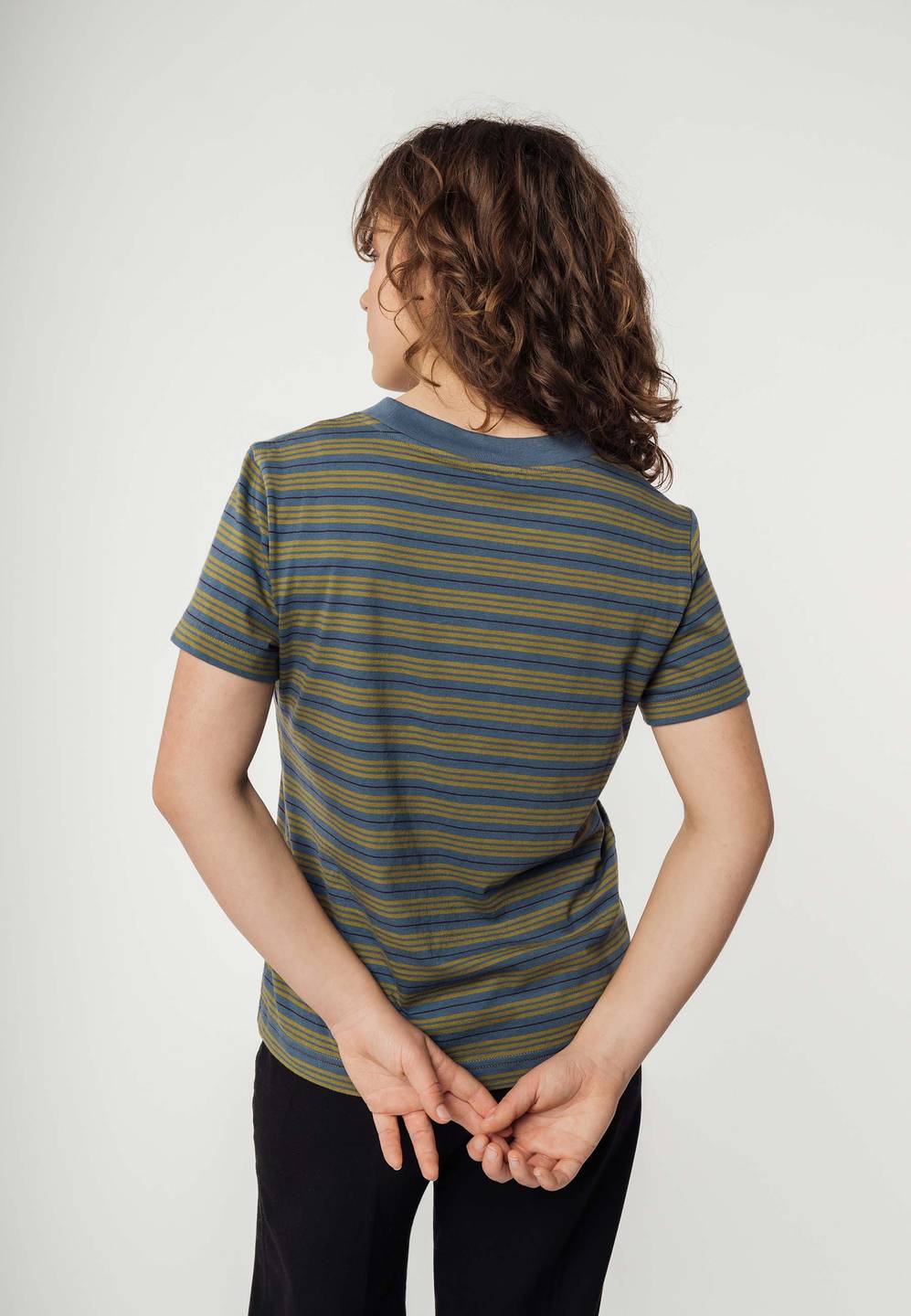T-Shirt Khira Stripes grün gestreift von Melawear