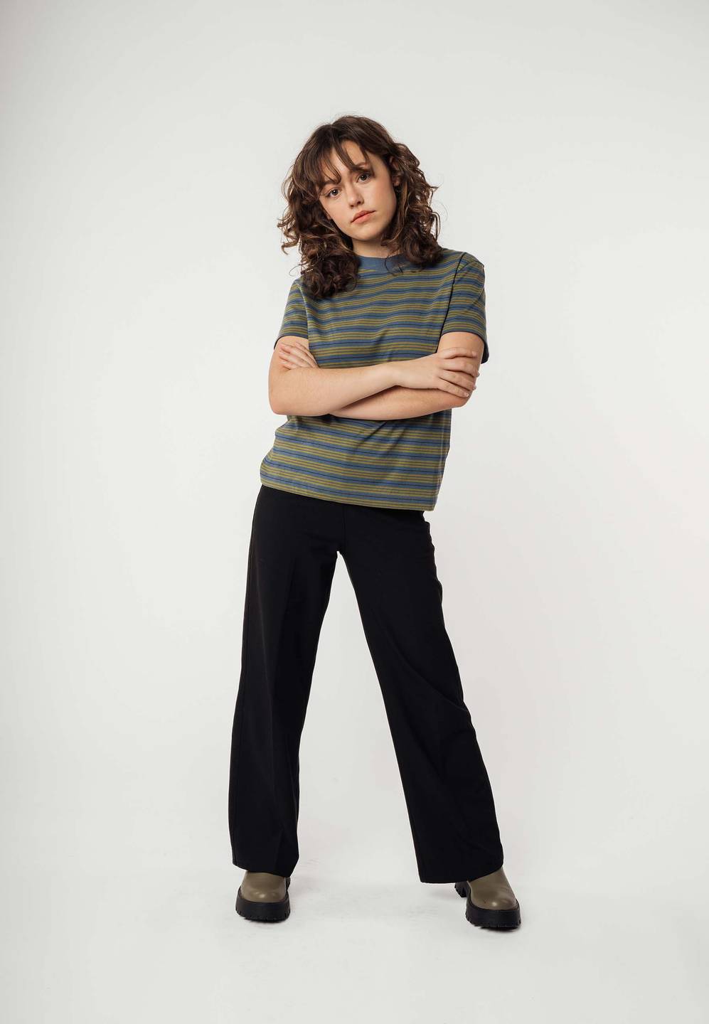 T-Shirt Khira Stripes grün gestreift von Melawear