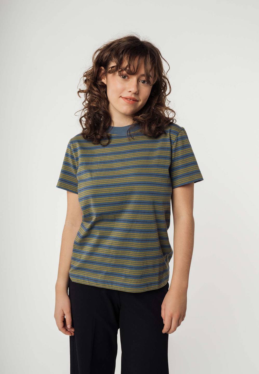 T-Shirt Khira Stripes grün gestreift von Melawear