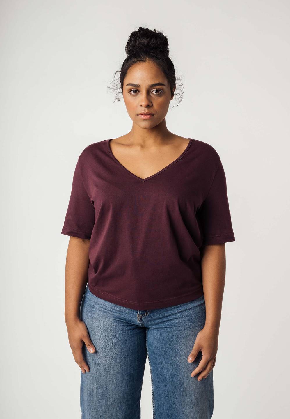 T-Shirt V-Neck Lali rosine von Melawear