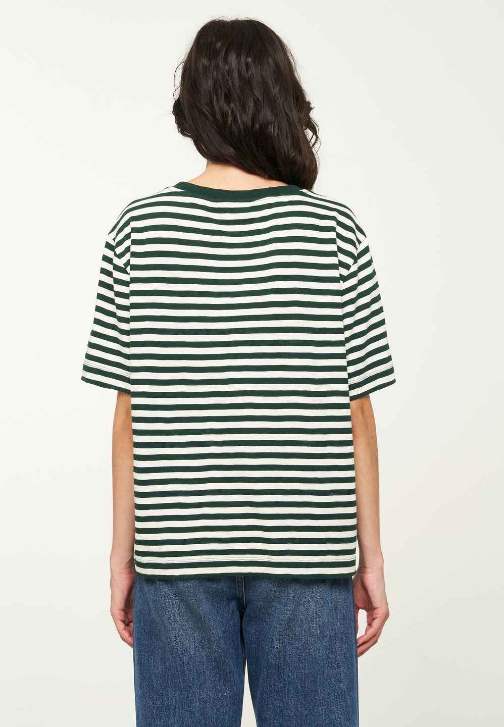 T-Shirt Waterlily Stripes dark green von