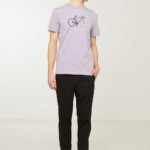 T-Shirt Agave Bike Letters grey lilac von recolution