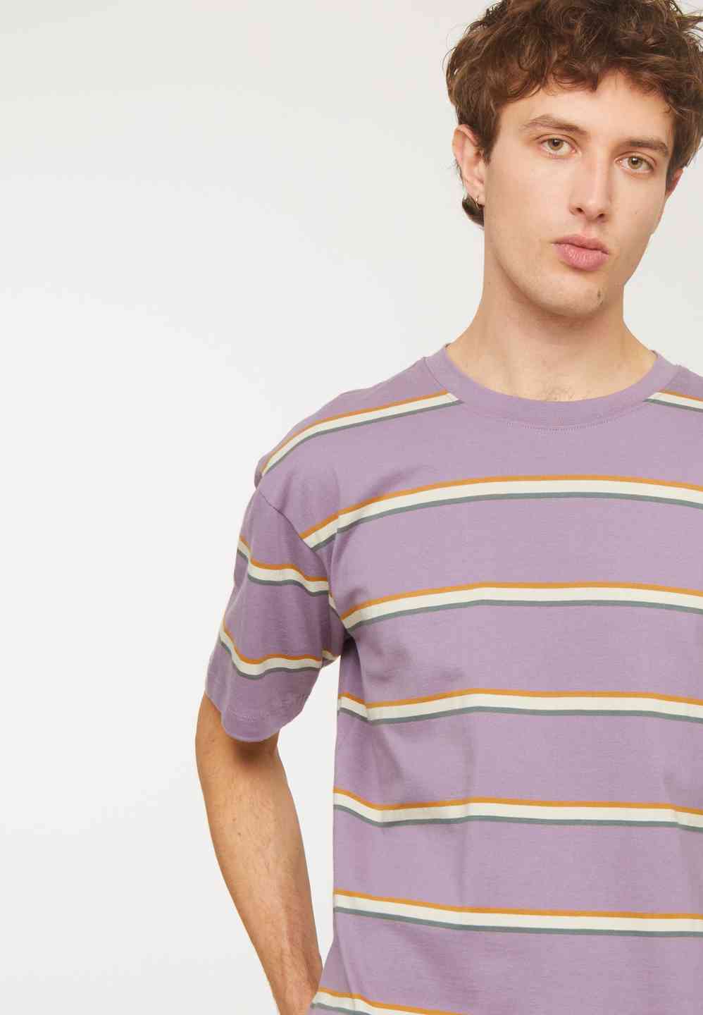 T-Shirt Rowan Stripes grey lilac von recolution