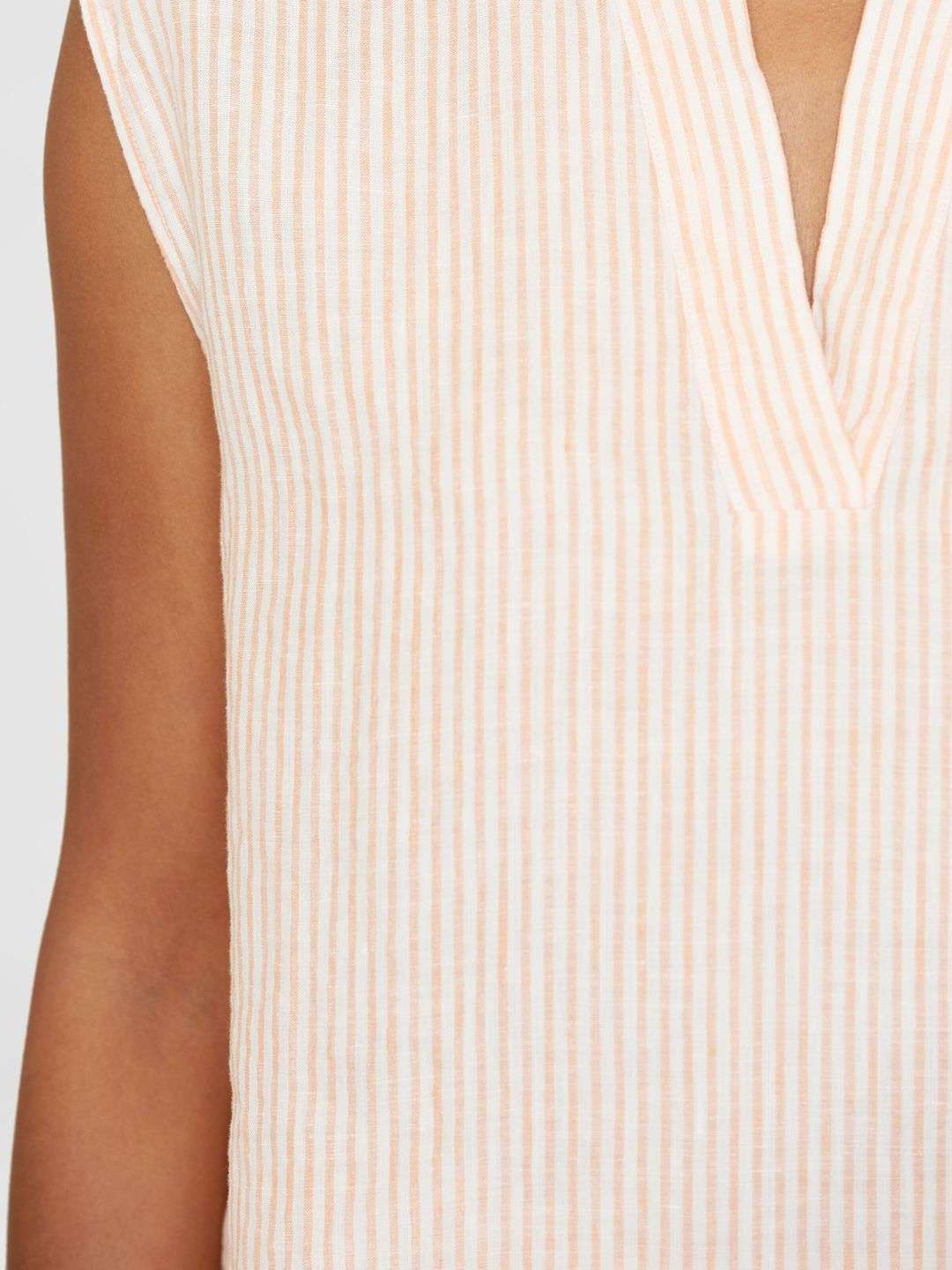 Bluse Sleeveless Leinen Stripe orange von KnowledgeCotton Apparel