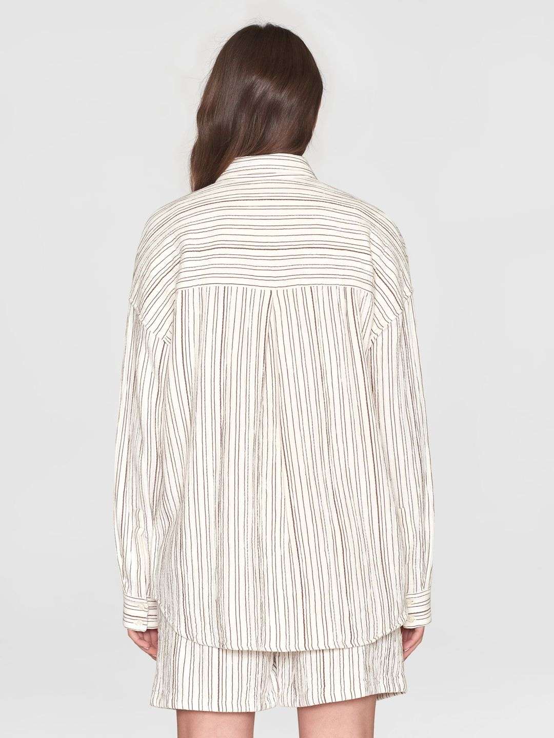 Bluse Wrinkle Stripe Loose A-Shape brown stripe von KnowledgeCotton Apparel