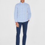 Hemd Regular Fit Leinen moonlight blue von KnowledgeCotton Apparel