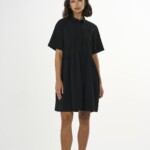 Kleid Seersucker black jet von KnowledgeCotton Apparel