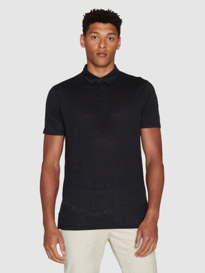 Polo Regular Leinen black jet von KnowledgeCotton Apparel