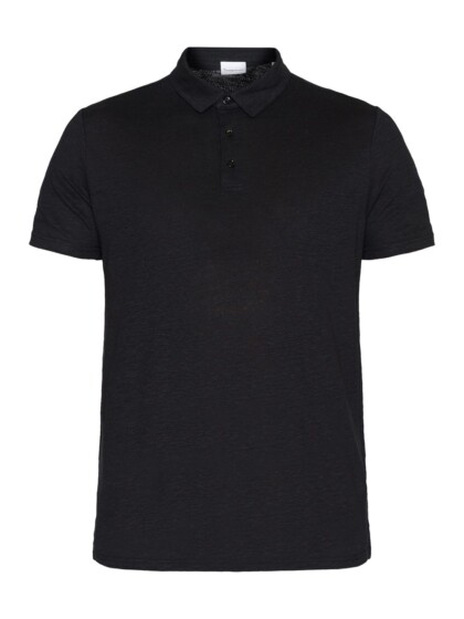 Polo Regular Leinen black jet von KnowledgeCotton Apparel