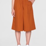 Shorts Eve Culotte Highrise Extra Wide leather brown von KnowledgeCotton Apparel
