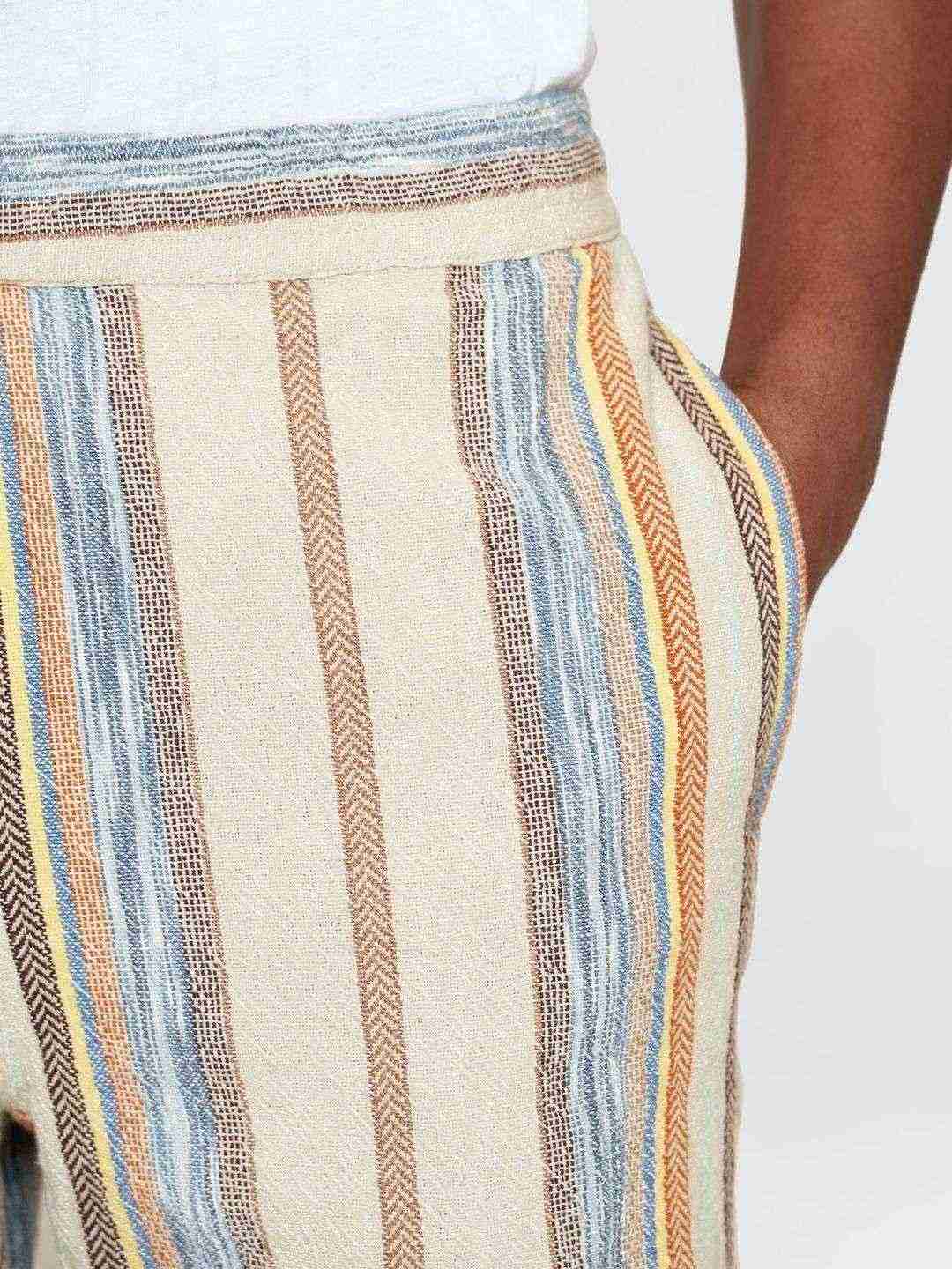 Shorts Fig Loose beige stripe von KnowledgeCotton Apparel
