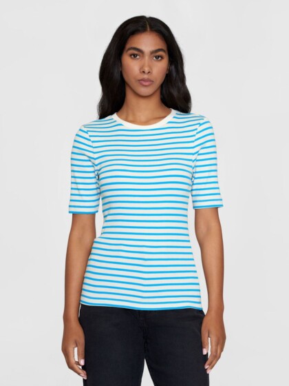 T-Shirt Striped Rib blue stripe von KnowledgeCotton Apparel