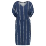 Kleid mit V-Ausschnitt print stripe night blue von Lanius