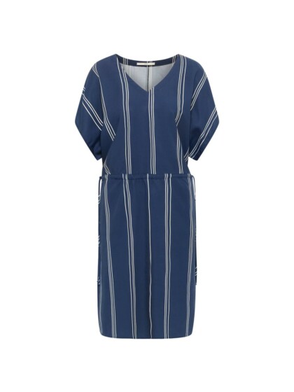 Kleid mit V-Ausschnitt print stripe night blue von Lanius