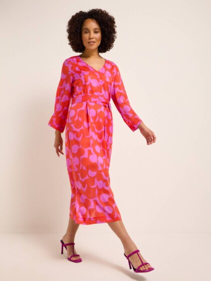 Midikleid Print: graphic dots print graphic dots coral von Lanius