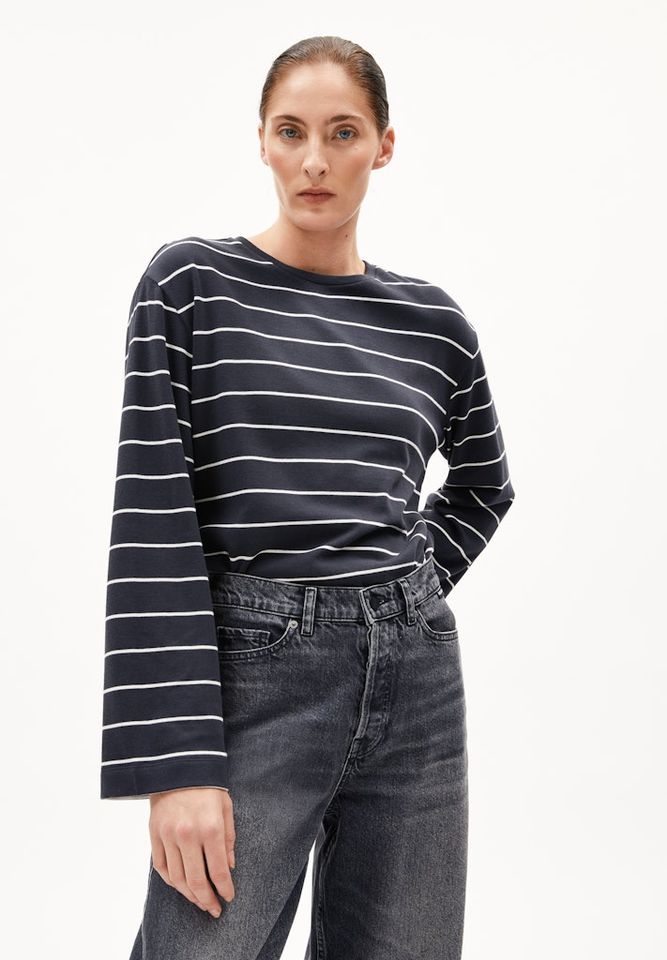 Longsleeve Marynaa Fine Stripe dark steel-oatmilk von Armedangels