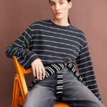 Longsleeve Marynaa Fine Stripe dark steel-oatmilk von Armedangels