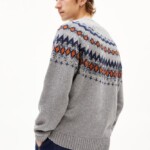 Strickpullover Kaalla Fair Isle silver melange-dusty orange von Armedangels