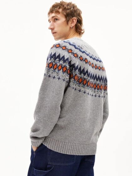 Strickpullover Kaalla Fair Isle silver melange-dusty orange von Armedangels