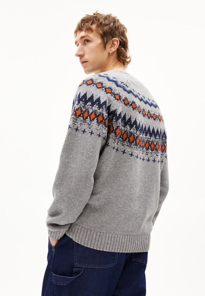 Strickpullover Kaalla Fair Isle silver melange-dusty orange von Armedangels