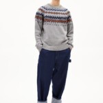 Strickpullover Kaalla Fair Isle silver melange-dusty orange von Armedangels