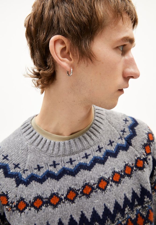 Strickpullover Kaalla Fair Isle silver melange-dusty orange von Armedangels