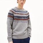 Strickpullover Kaalla Fair Isle silver melange-dusty orange von Armedangels
