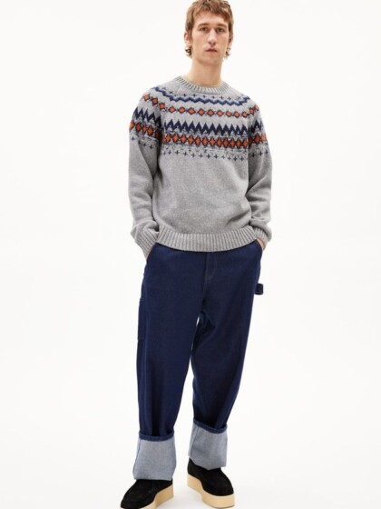 Strickpullover Kaalla Fair Isle silver melange-dusty orange von Armedangels