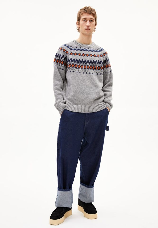 Strickpullover Kaalla Fair Isle silver melange-dusty orange von Armedangels