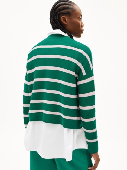 Strickpullover Merinaa Stripes emerald green-ice grape von Armedangels